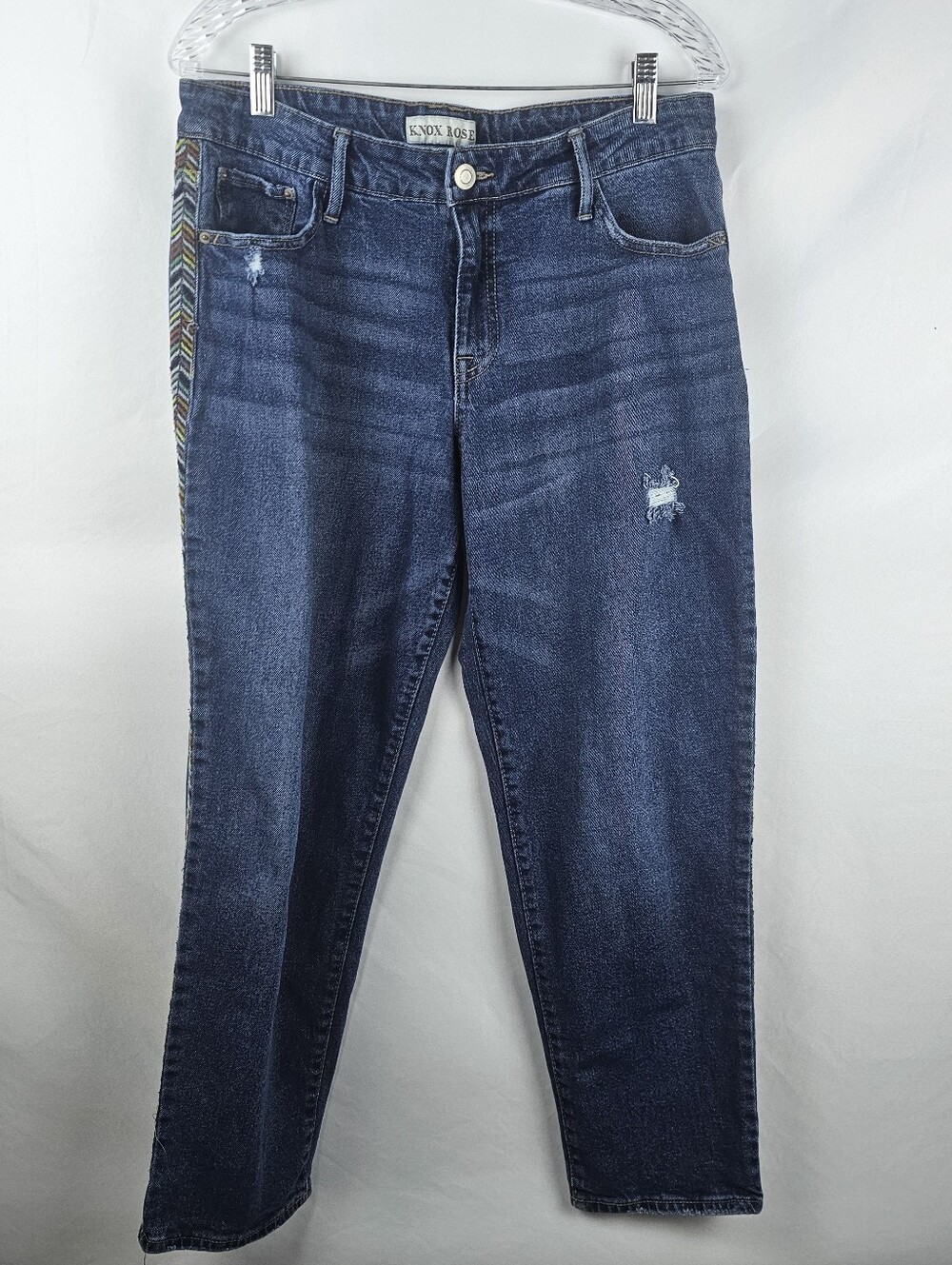 Knox Rose Aztec Infusion Design Denim Jeans Women's 10 Boho Straight Leg